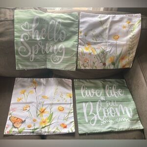 Floral Spring Pillow Covers Set of 4  17.5" x 17.5" NEW